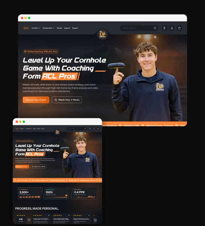 Level Up Cornhole website by TechGenix IT