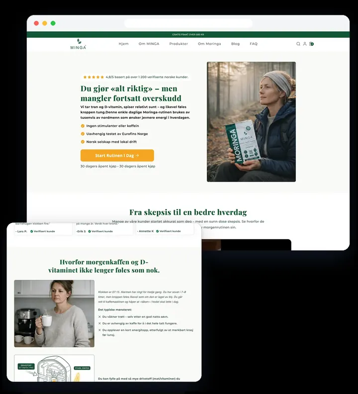 Minga Moringa website by TechGenix IT